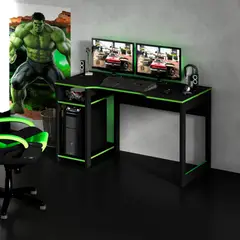 TECNOMOBILI - Mesa gamer 75x136x60 cm negra/verde