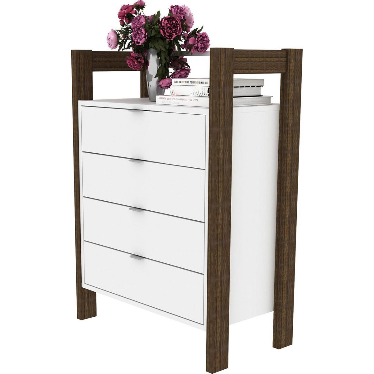 TECNOMOBILI - Velador 4 Cajón(es) 35.5x90.5x65 cm Blanco