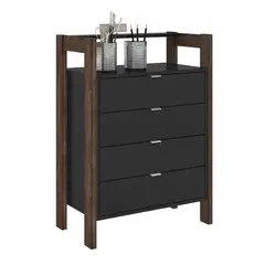 TECNOMOBILI - Cómoda 4 Cajón(es) 0 35.5x90.5x65 cm Negro