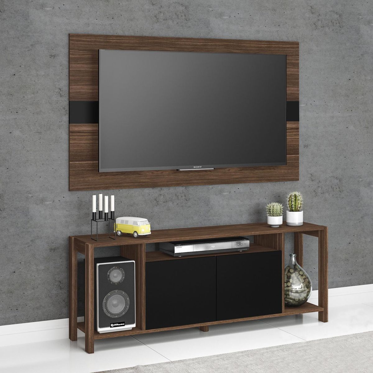 TECNOMOBILI - Rack TV 50" 54x136x35,5 cm nogal/negro