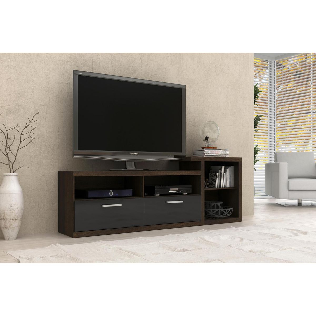 TECNOMOBILI - Rack TV 55" 36x139x13 cm tabaco/negro