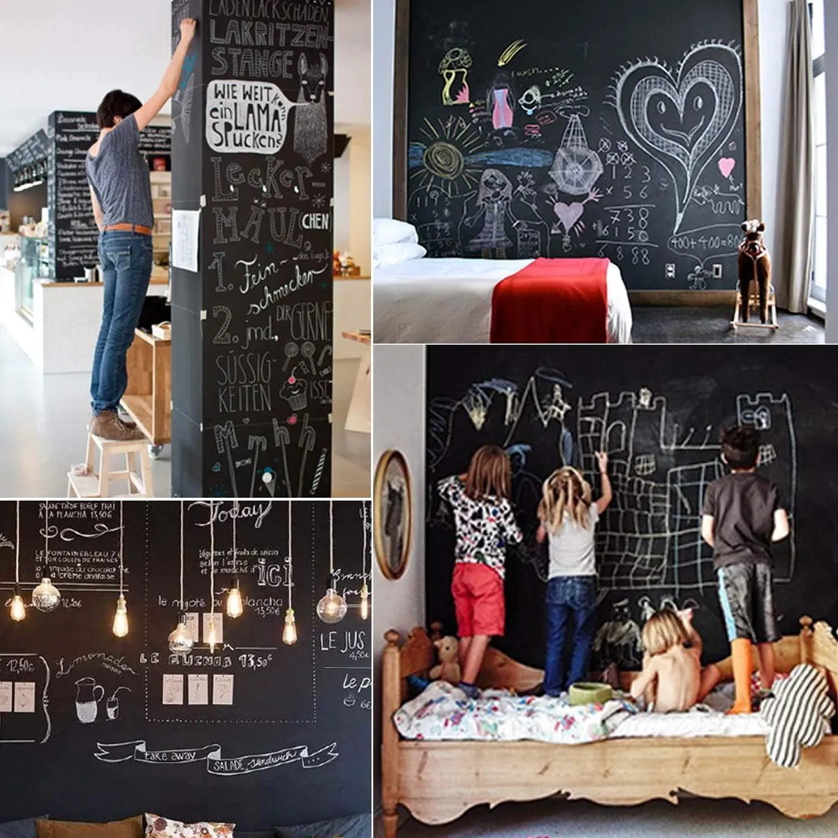 IMPORTADORA USA - Pizarra adhesiva Tiza para muro 45x200 cm negra