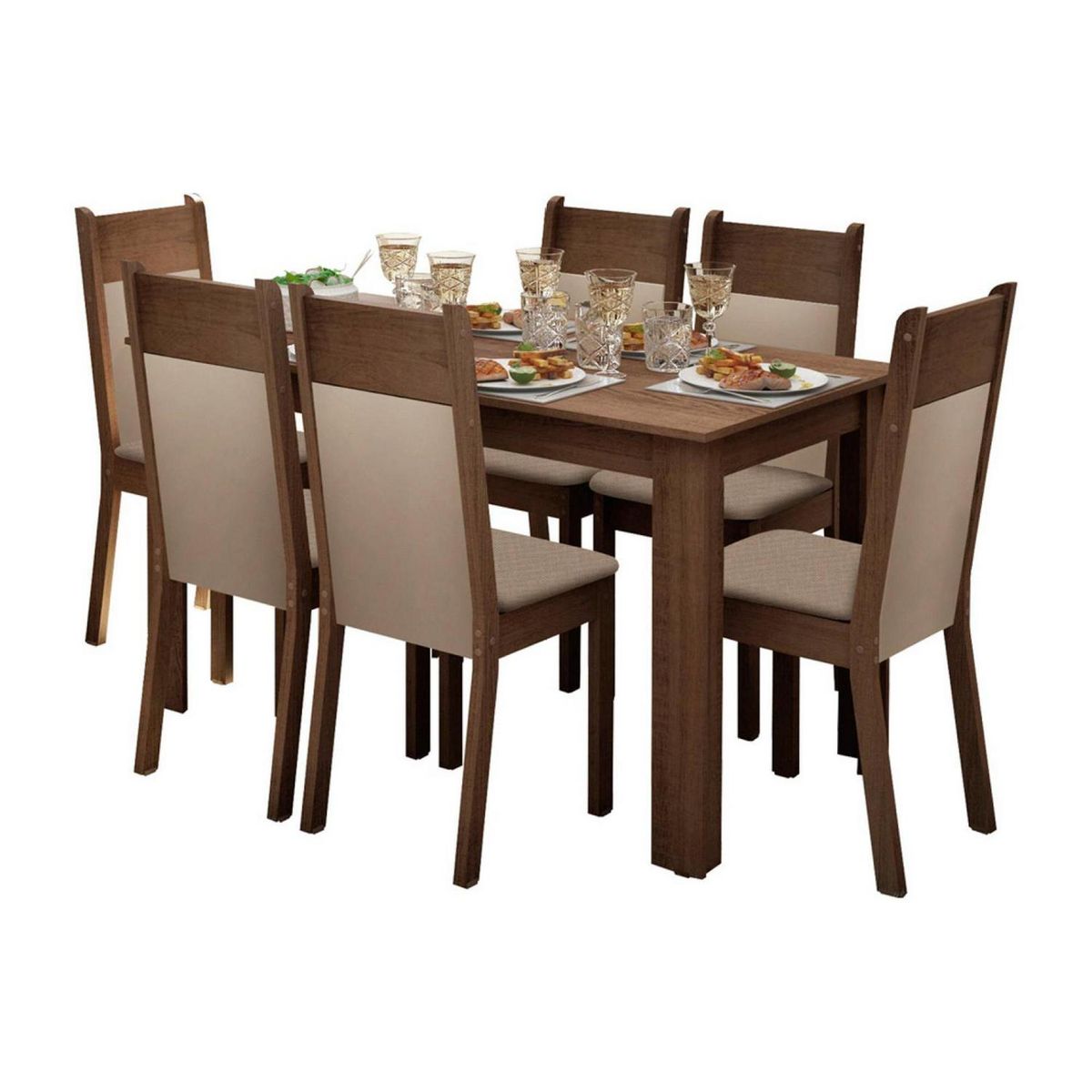 EXIT - Juego de Comedor Peumo 6 Sillas Mesa Rectangular 75x76x136 cm Rústico