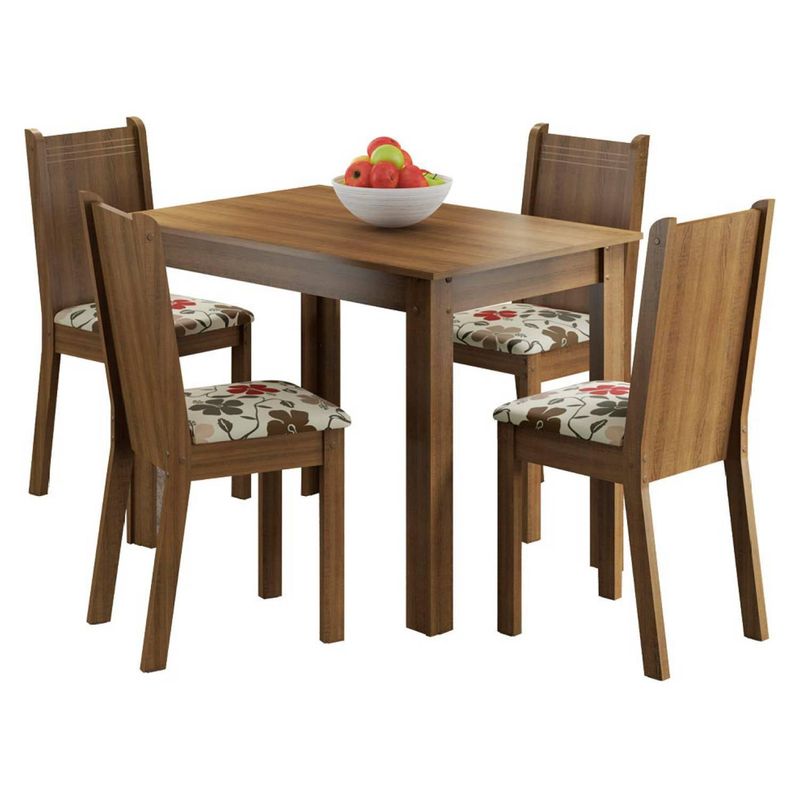 EXIT - Juego de Comedor Almedro 4 Sillas Mesa Rectangular 68x76x104 cm Rústico