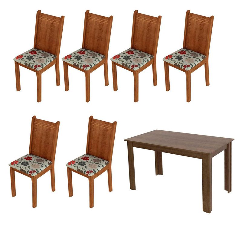 EXIT - Juego de Comedor Patagua 6 Sillas Mesa Rectangular 75x76x136 cm Rústico