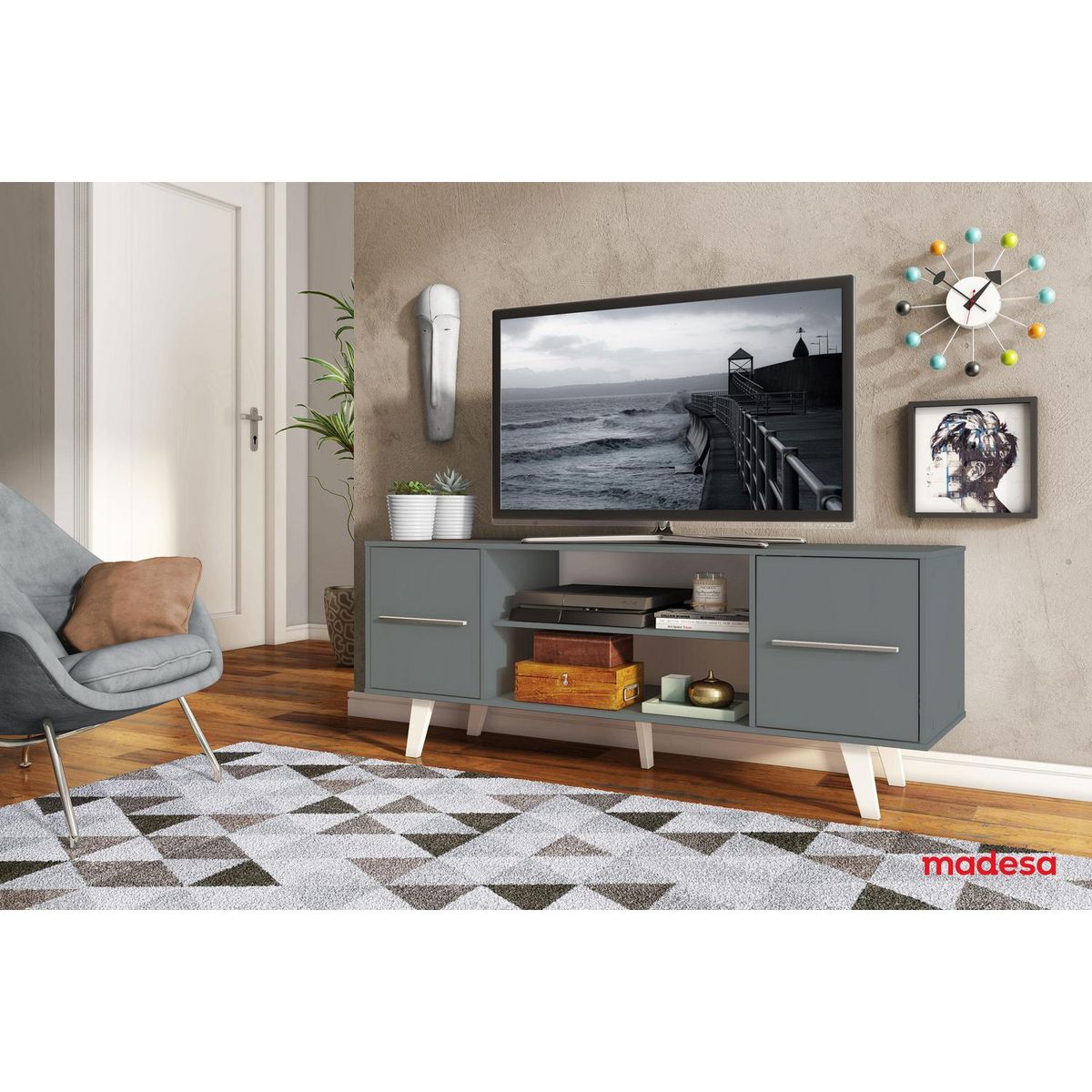 EXIT - Rack TV 55" 54x136x39 cm gris