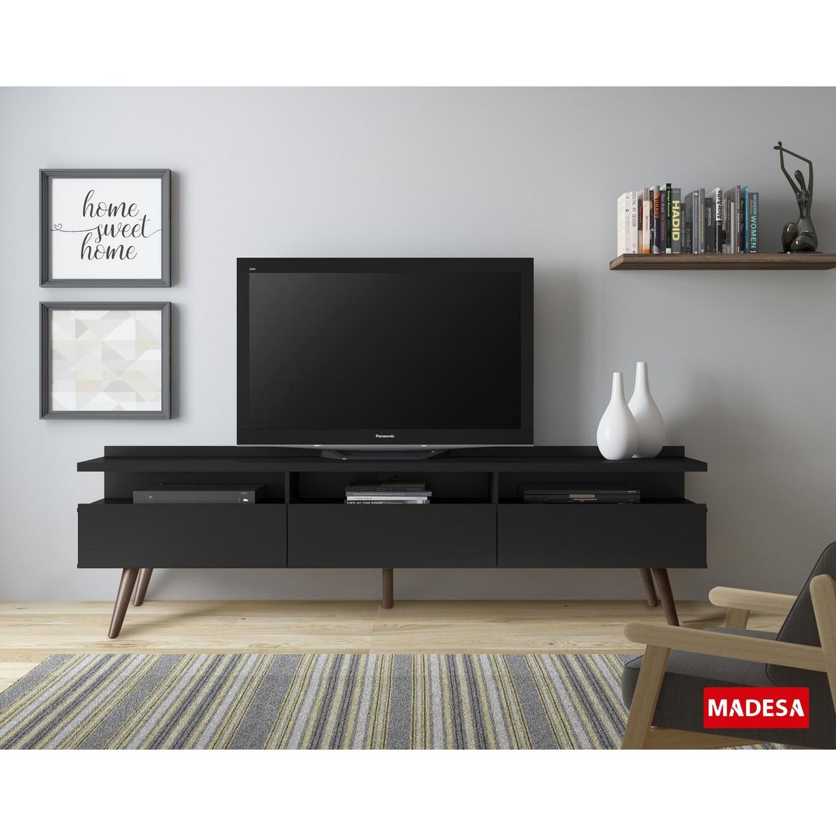 EXIT - Rack TV 65" 58x160x36 cm negro