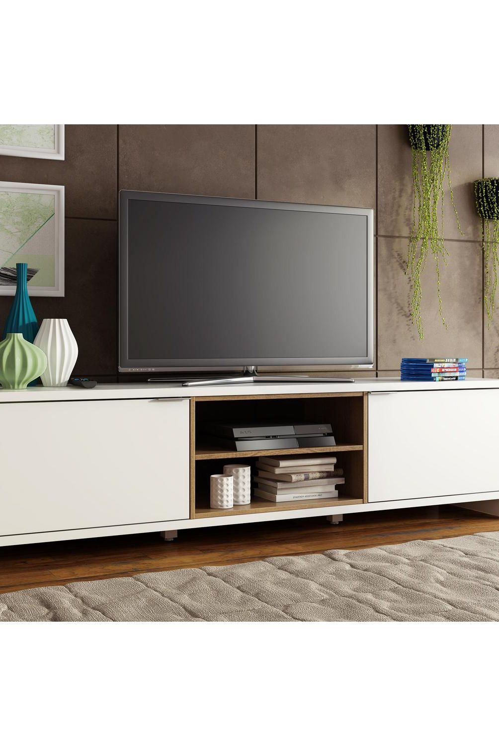 EXIT - Rack TV 75" 48x180x39 cm rustico/blanco