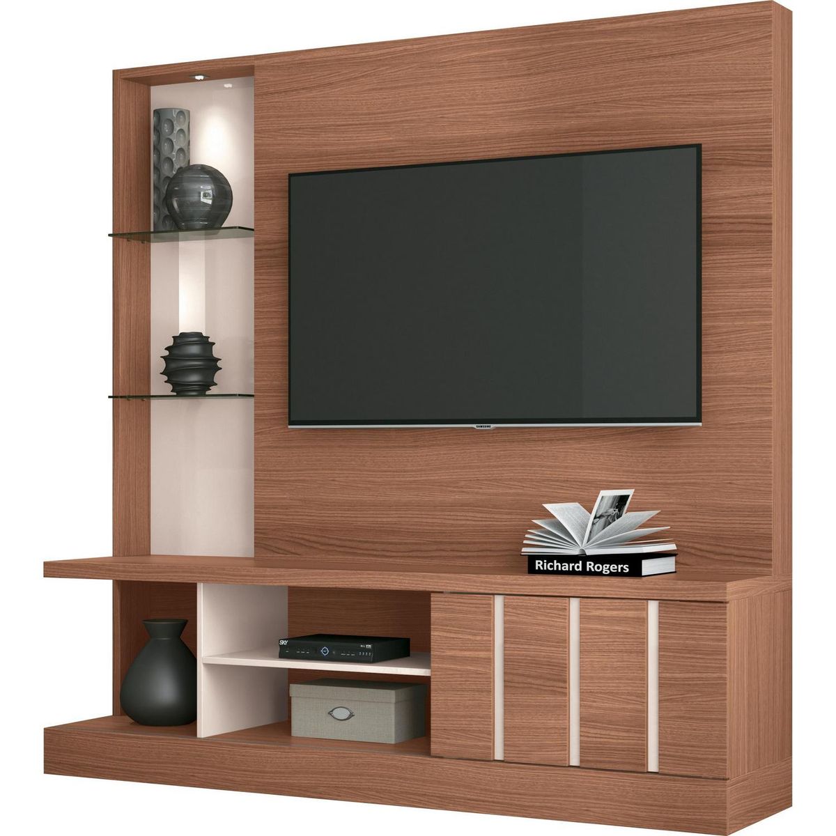 EXIT - Estante moderno TV 50" 180x180x42 cm natural/blanco