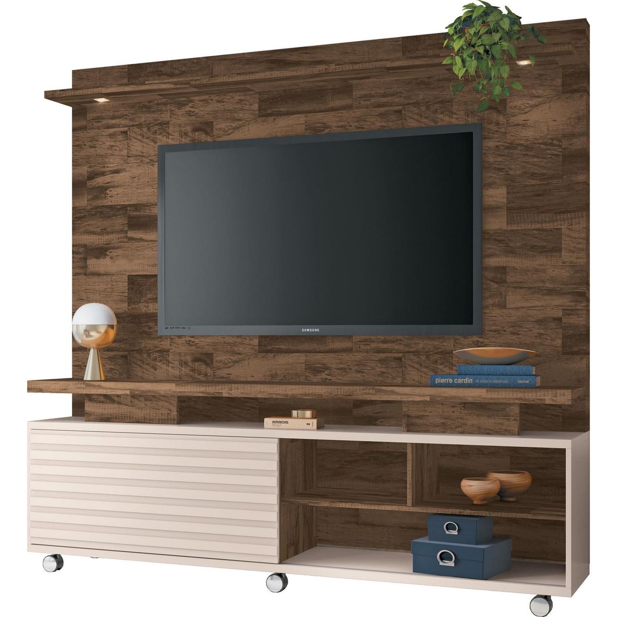 EXIT - Estante moderno TV 60" 177x180x39 cm rustico/blanco
