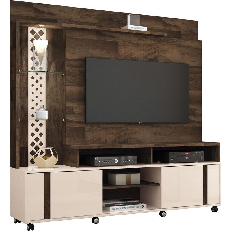 EXIT - Estante moderno TV 55" 179x180x42 cm rustico/blanco