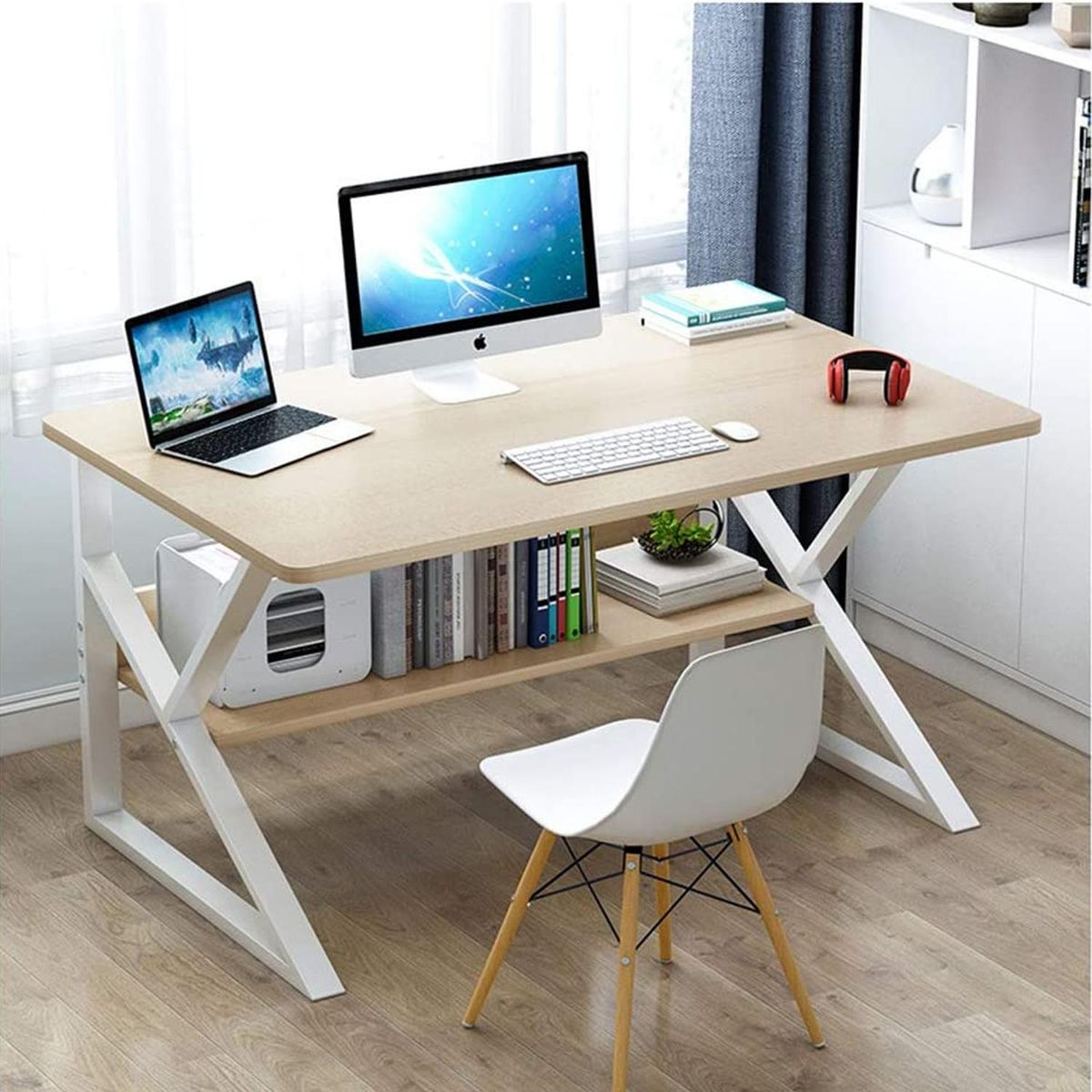 IMPORTADORA USA - Mesa escritorio moderno MDF 120x60x72 cm blanco