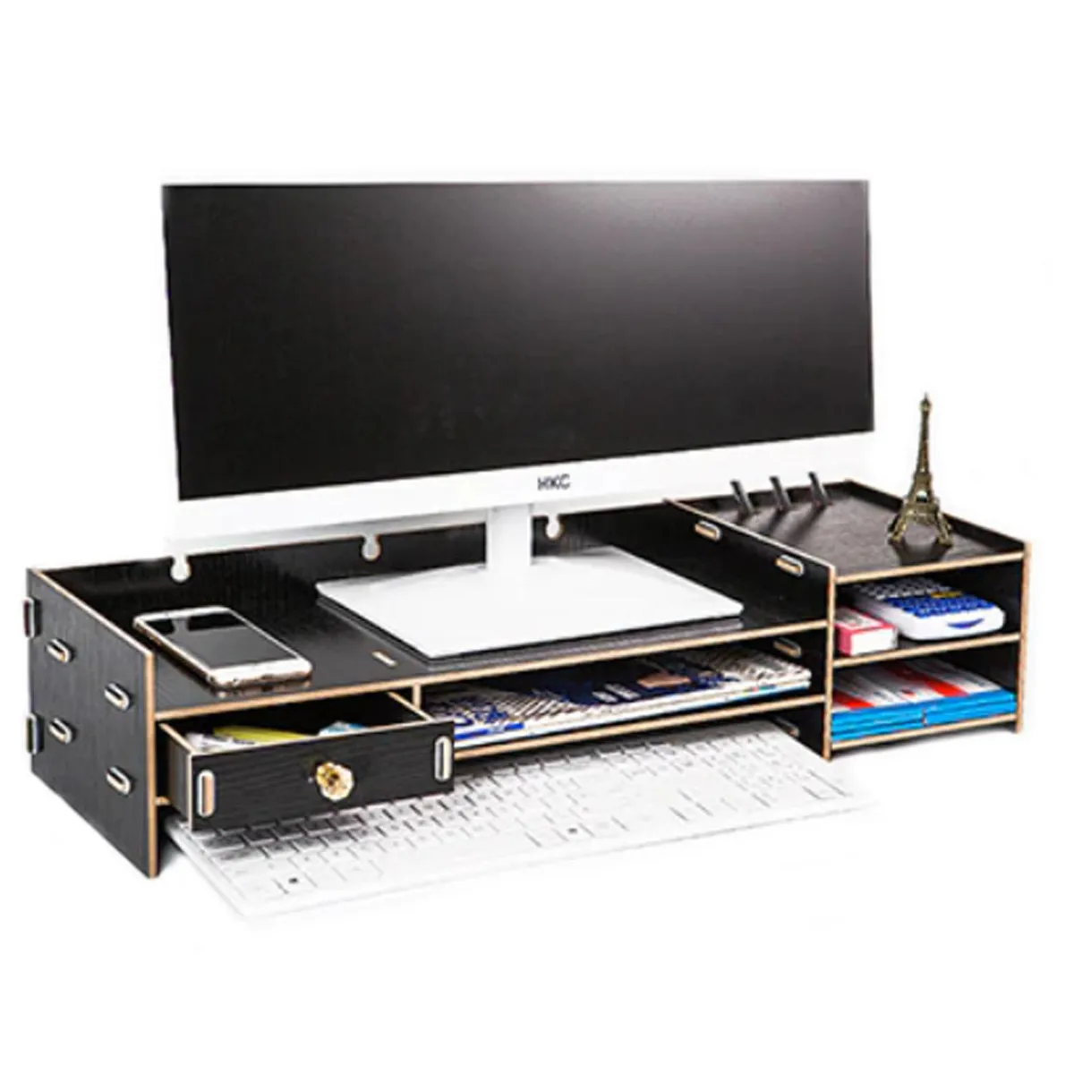 IMPORTADORA USA - Soporte Monitor Organizador Escritorio 63,5X20X13,5 Cm Negro