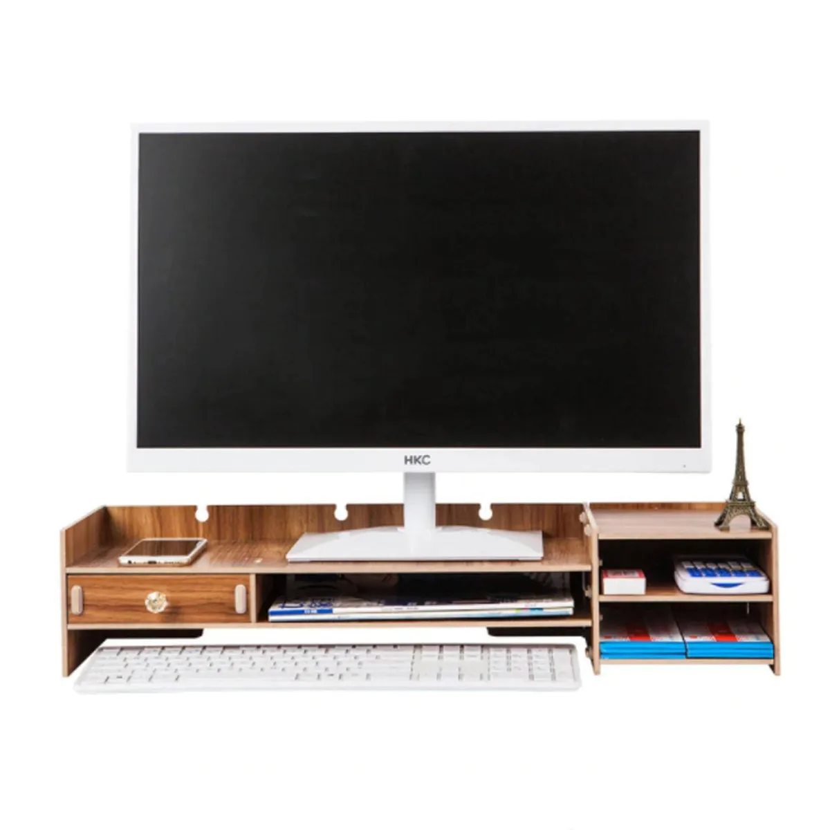 IMPORTADORA USA - Soporte monitor organizador escritorio 63,5x20x13,5 cm café