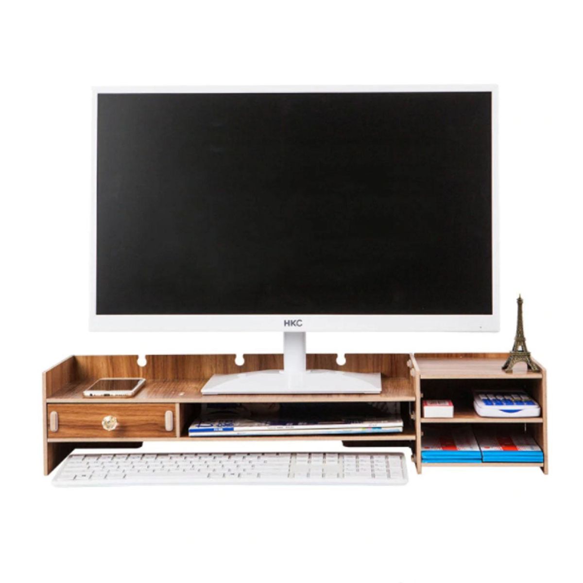 IMPORTADORA USA - Soporte monitor organizador escritorio 63,5x20x13,5 cm café