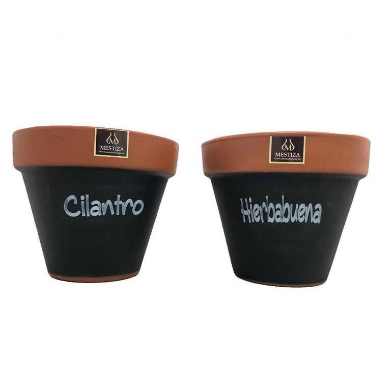 Set 2 Maceteros Mi Huerto de Arcilla 12x16 cm Negro/terracota