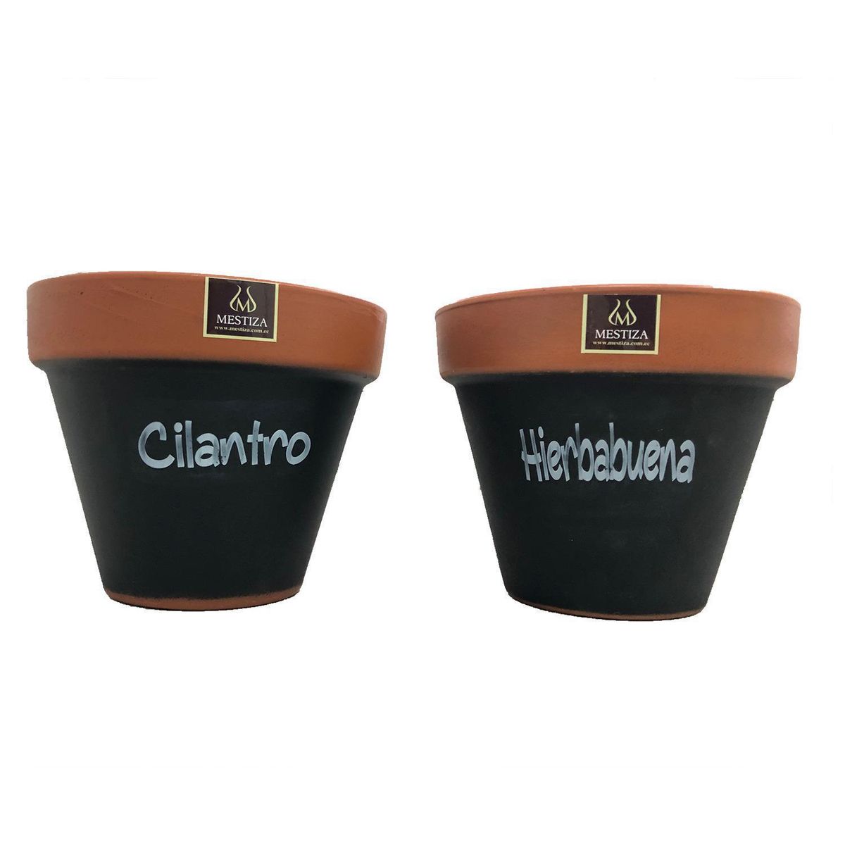 MESTIZA - Set 2 Maceteros Mi Huerto de Arcilla 12x16 Negro/terracota