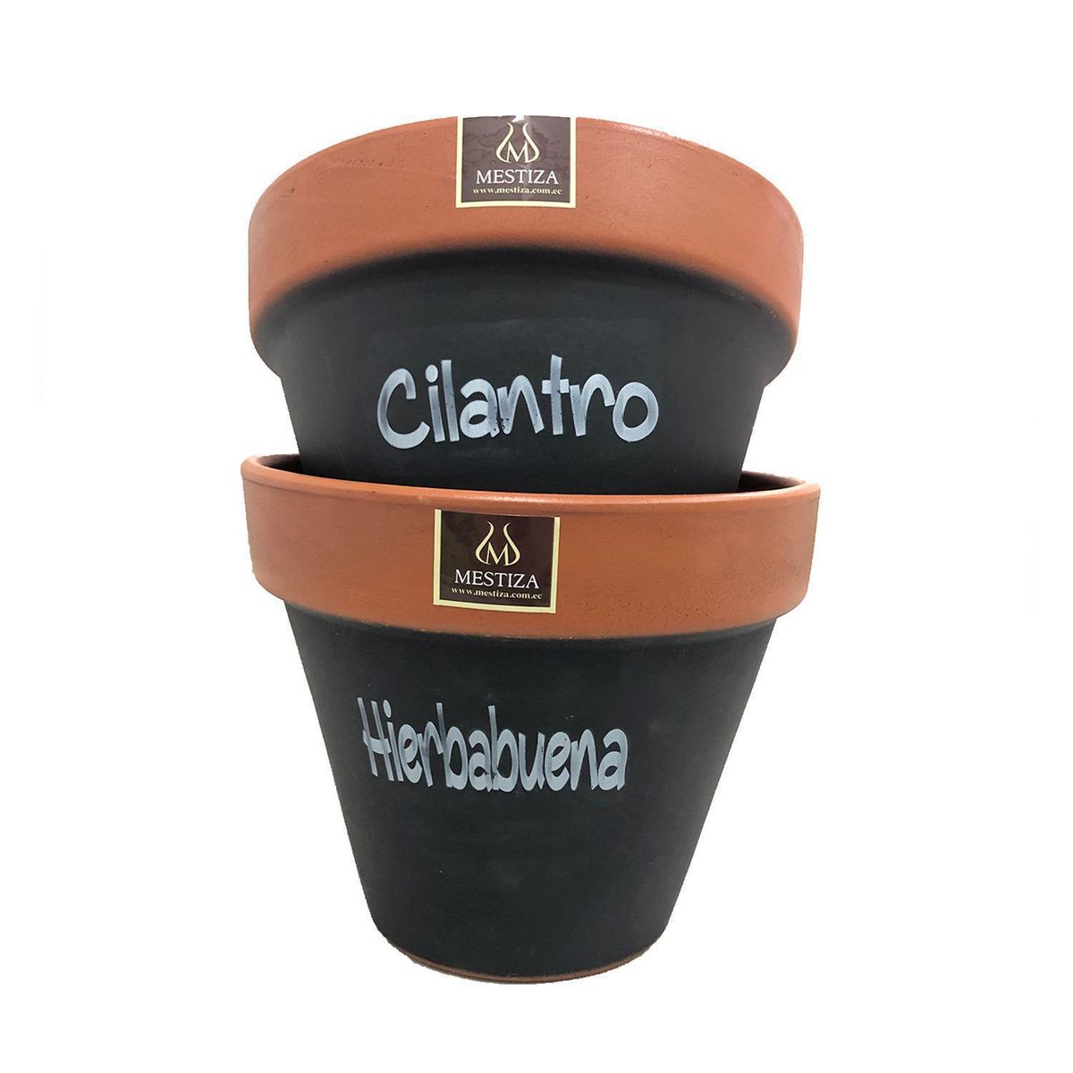 MESTIZA - Set 2 Maceteros Mi Huerto de Arcilla 12x16 Negro/terracota