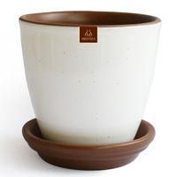 Set Macetero y Plato Zafiro de Cerámica 10x13 cm Blanco