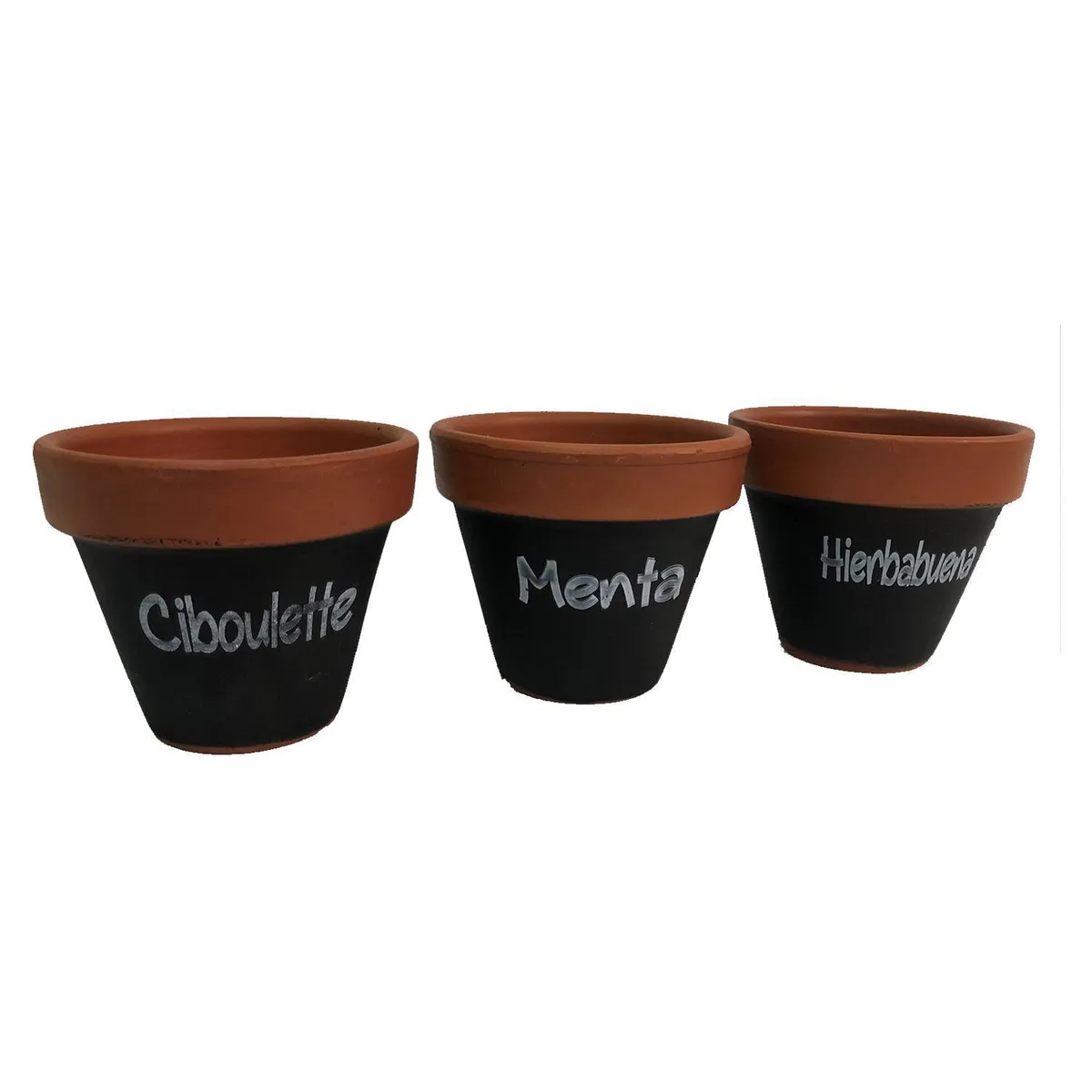 MESTIZA - Set 3 Maceteros Mi Huerto de Arcilla 4x10 Negro/terracota