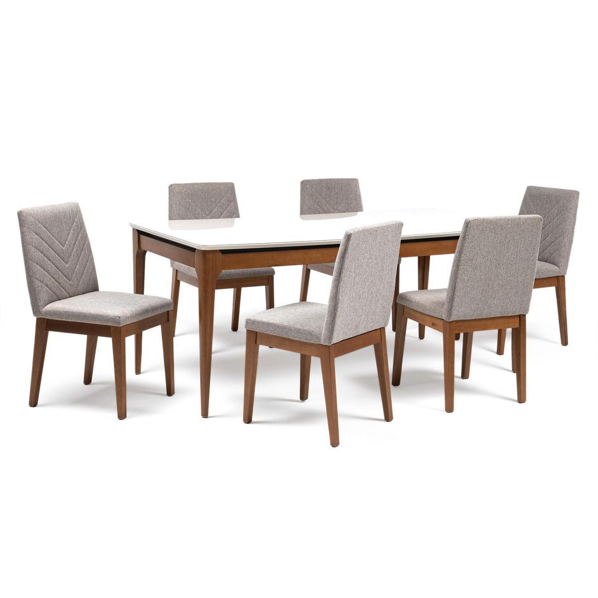 DECOCASA - Juego de Comedor Addar 6 Sillas Mesa Rectangular 90x78x180 cm Blanco/Madera