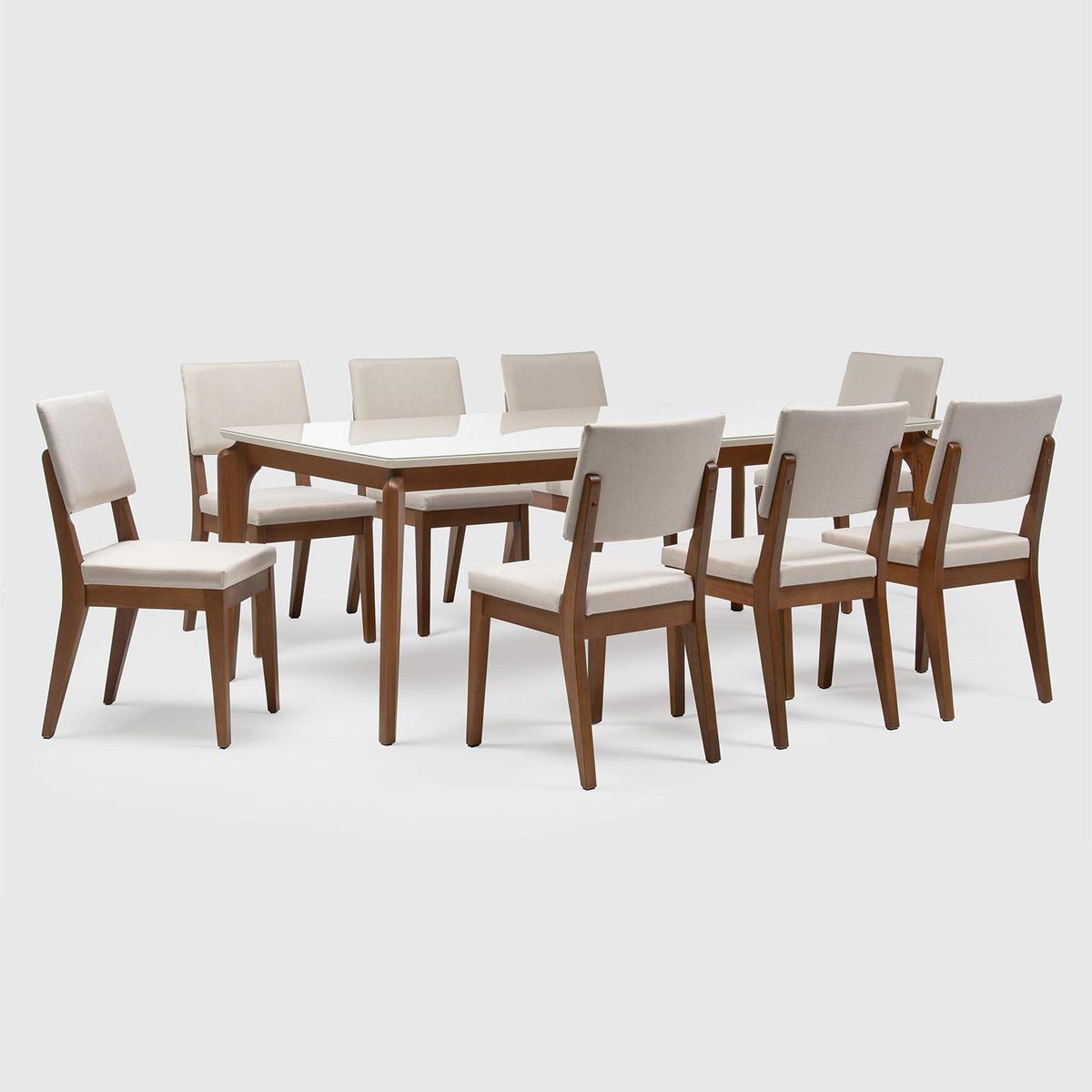 DECOCASA - Juego de Comedor Laurent 8 Sillas Mesa Rectangular 100x80x209 cm Blanco/Café
