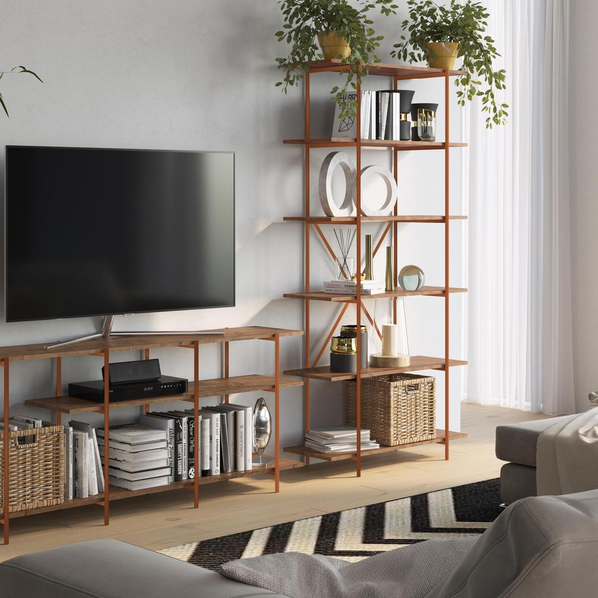 DECOCASA - Librero MDF 6 Nivel(es) 90x180x33 cm Café