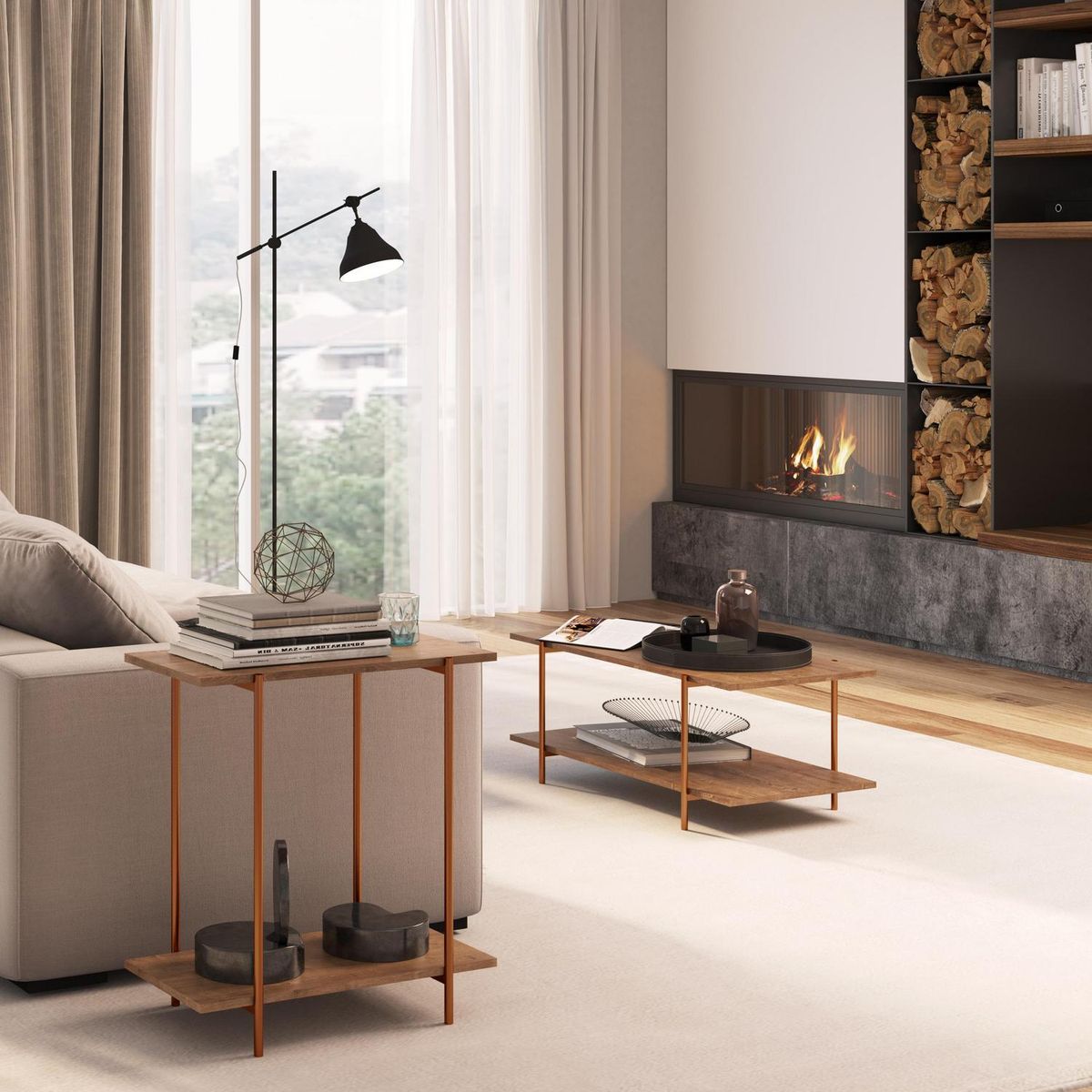 DECOCASA - Mesa de centro 90x48x37 cm café