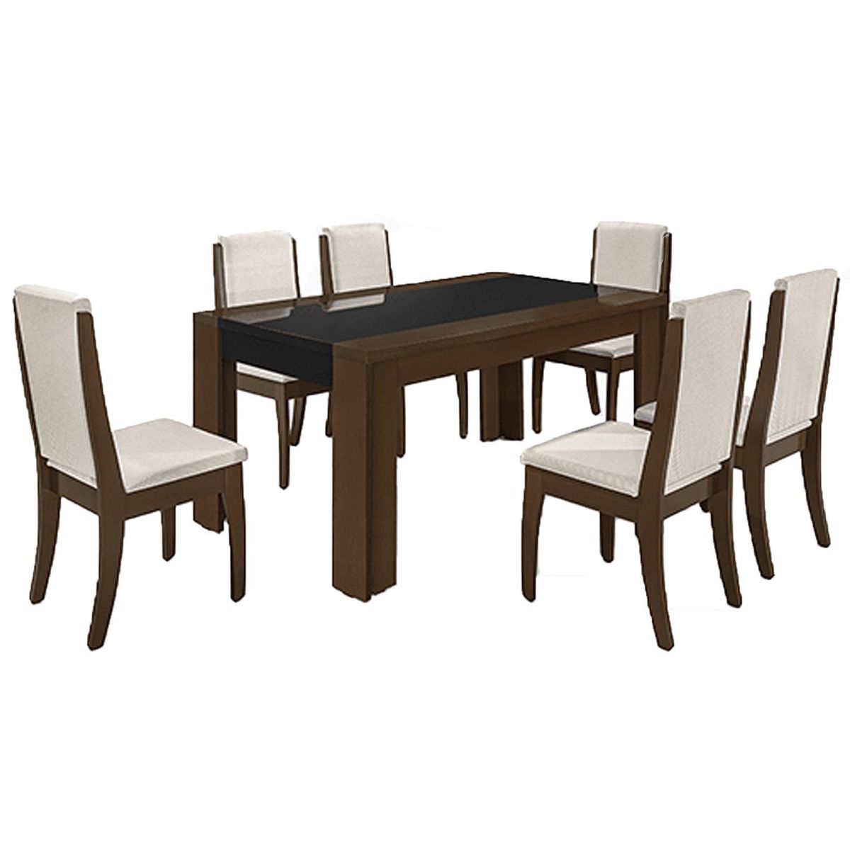 DECOCASA - Juego de Comedor Lorenz 6 Sillas Mesa Rectangular 90x77x160 cm Castaño/Negro