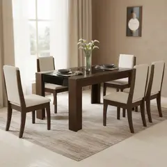 DECOCASA - Juego de Comedor Lorenz 6 Sillas Mesa Rectangular 90x77x160 cm Café