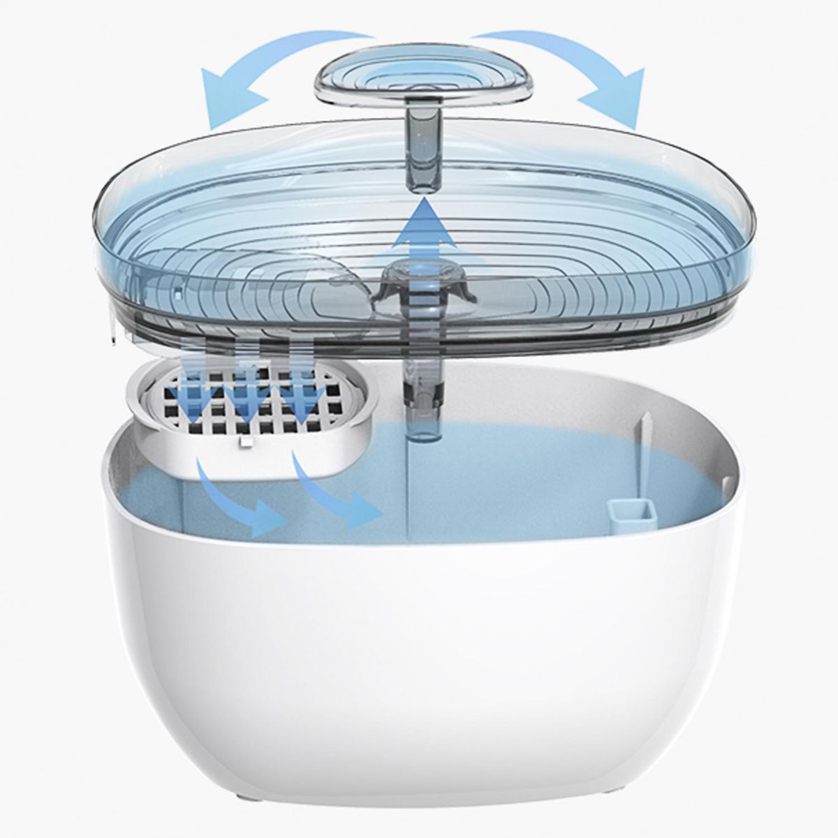 PETWOOW - Fuente de Agua Bebedero Perros y Gatos Gris