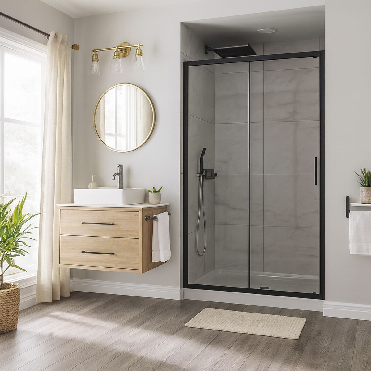 DUSCHY - Mampara corredera 150x190 cm aluminio/vidrio templado