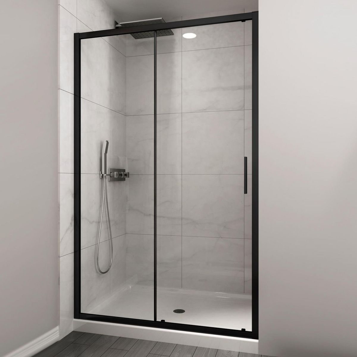 DUSCHY - Mampara corredera 160x190 cm aluminio/vidrio templado