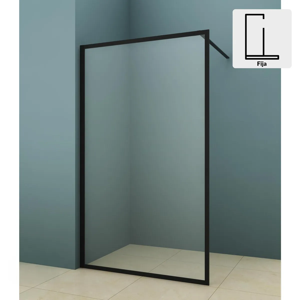 DUSCHY - Mampara fija rectangular 100x190 cm aluminio/vidrio templado