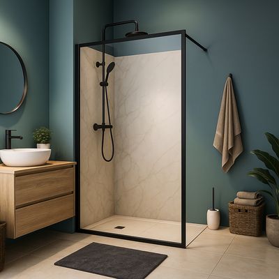 Imagen 2 del producto Mampara fija rectangular 100x190 cm aluminio/vidrio templado