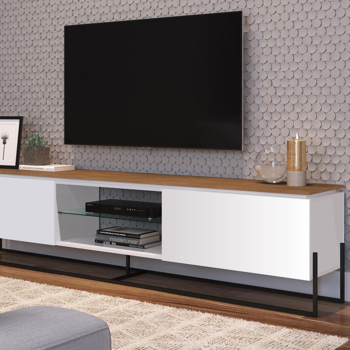 DECOCASA - Rack TV 70'' 220x50x40 cm blanco