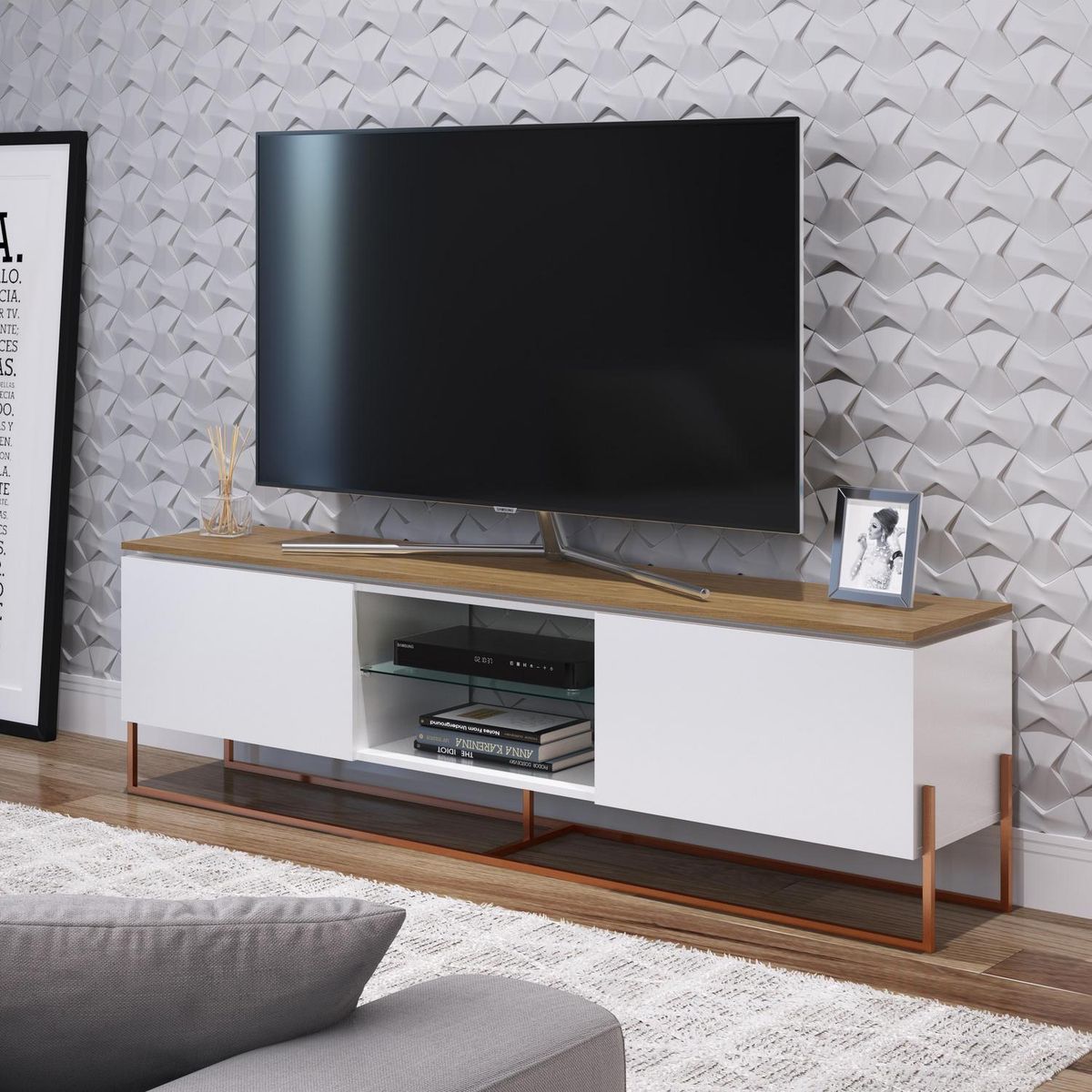 DECOCASA - Rack TV 60'' 180x50x40 cm blanco