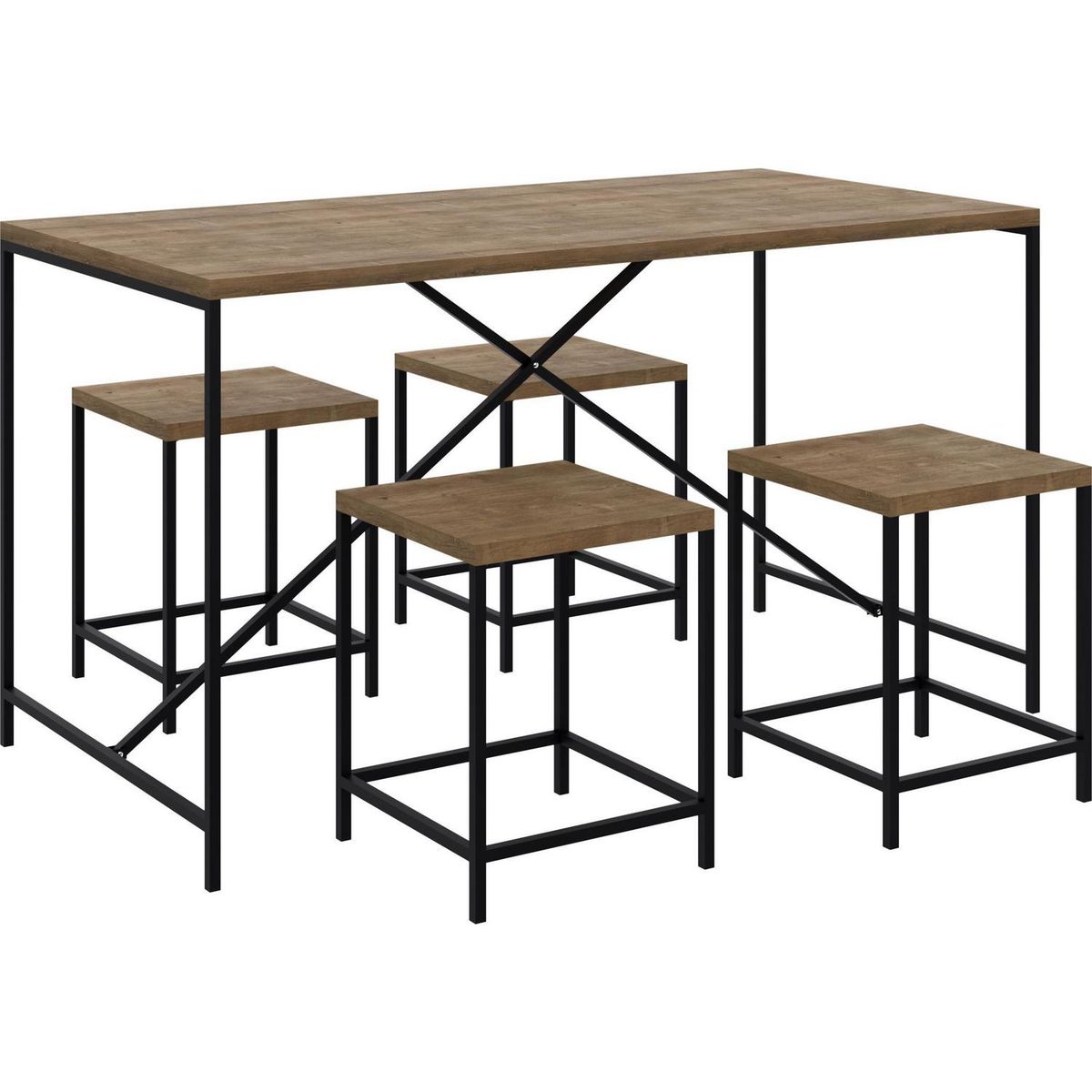 DECOCASA - Juego de Comedor Quadra 4 Sillas Mesa Rectangular 69x75x136 cm Café