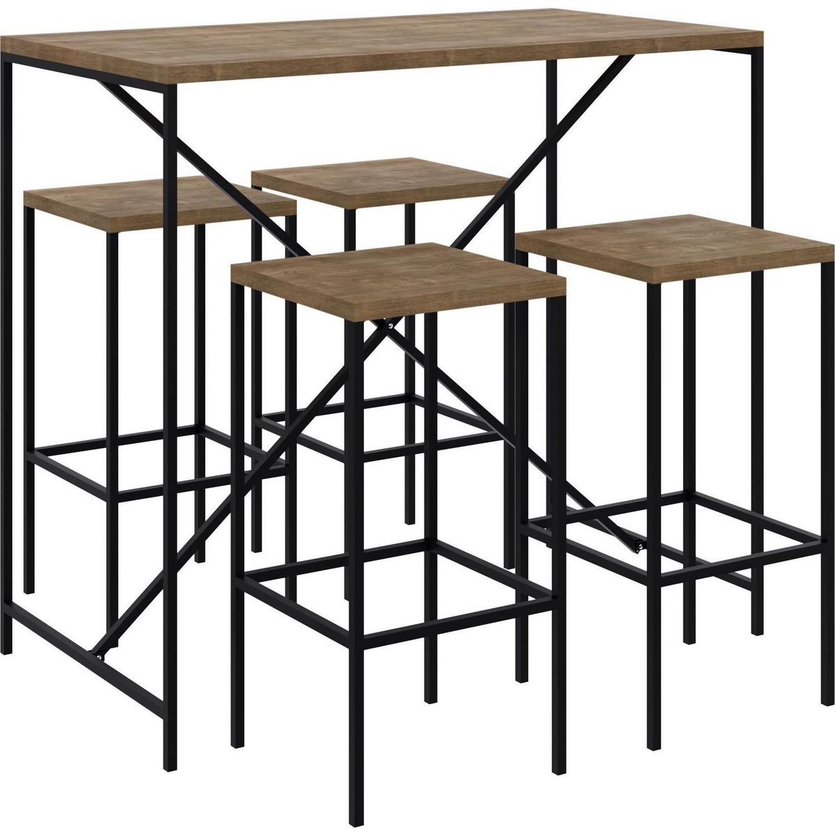 DECOCASA - Juego de Comedor Quadra 4 Sillas Mesa Rectangular 110x60x110 cm Café/Negro