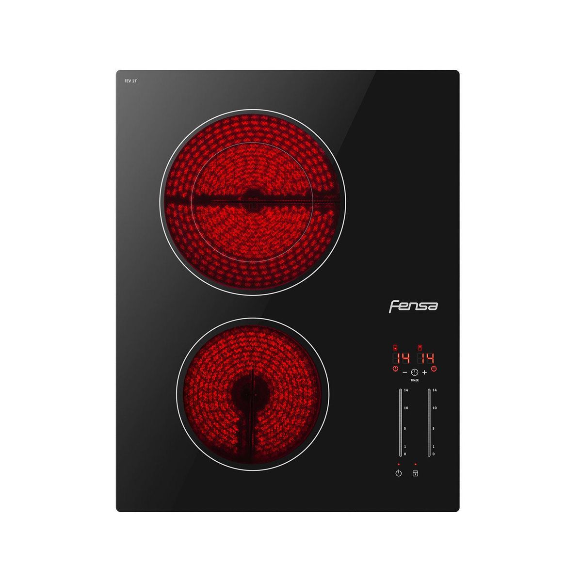 FENSA - Encimera Vitrocerámica 2 Platos Negro FEV 2T