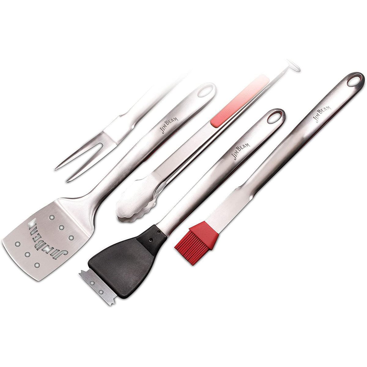 JIM BEAM - Set Parrillero 5 Piezas Acero Inoxdidable