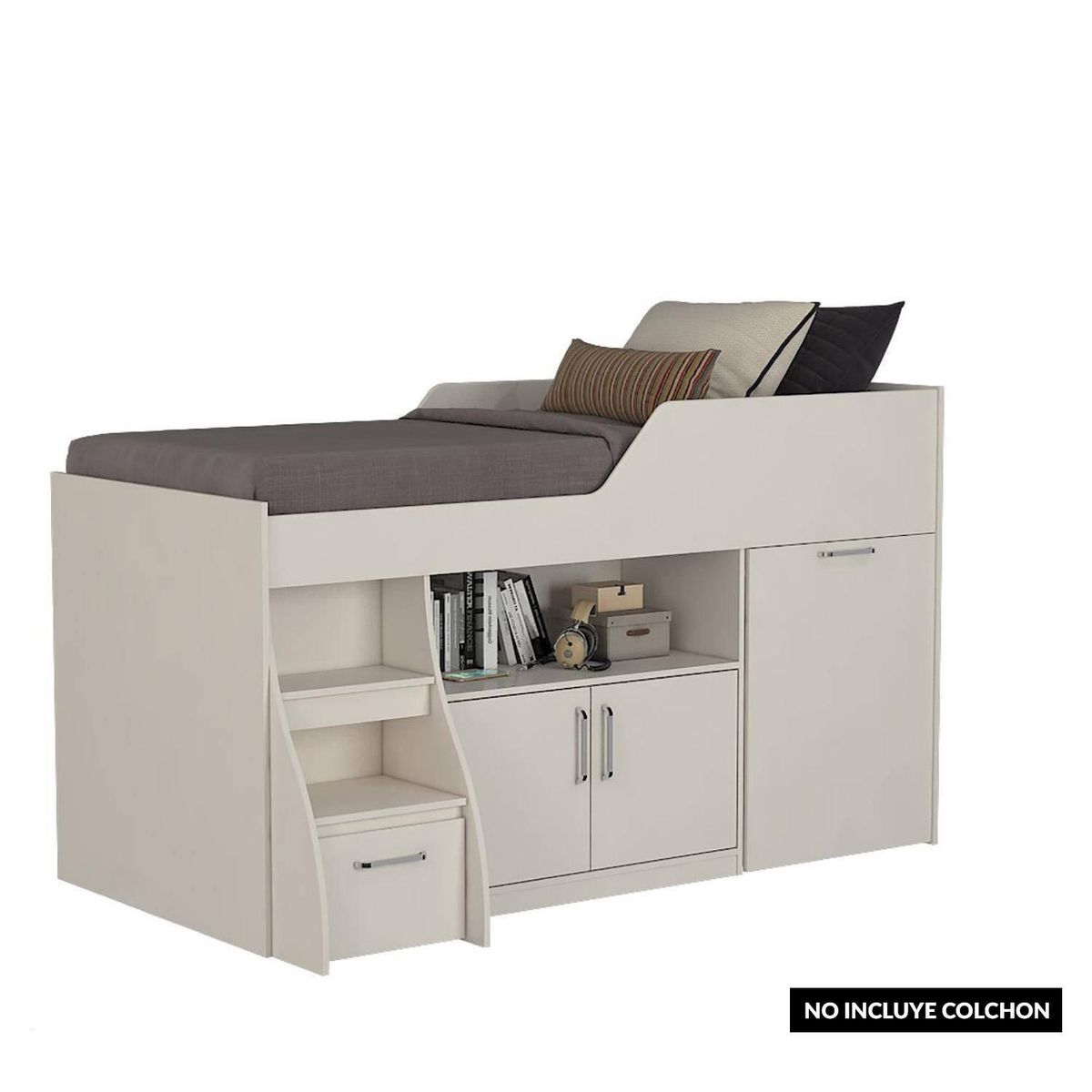 DECOCASA - Cama 1.5 plazas de Estructura Deco013 Blanco