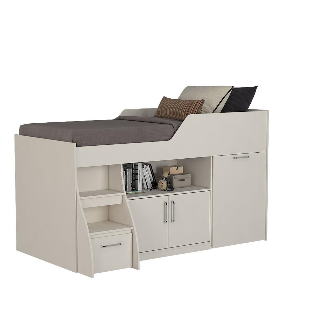 DECOCASA - Cama 1.5 plazas de Estructura Deco013 Blanco