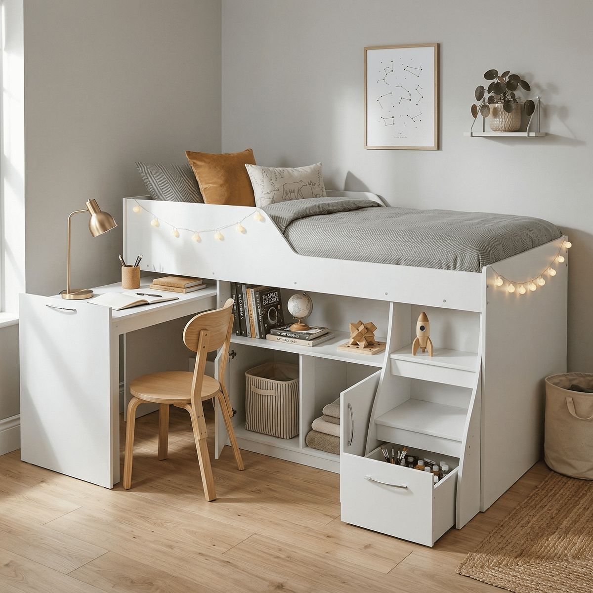 Cama Multifunción 1.5 plazas de Estructura Retráctil Blanco, marca DECOCASA - Foto 2