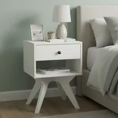 DECOCASA - Velador 1 Cajón(es) DECO027 45x65x35 cm Blanco