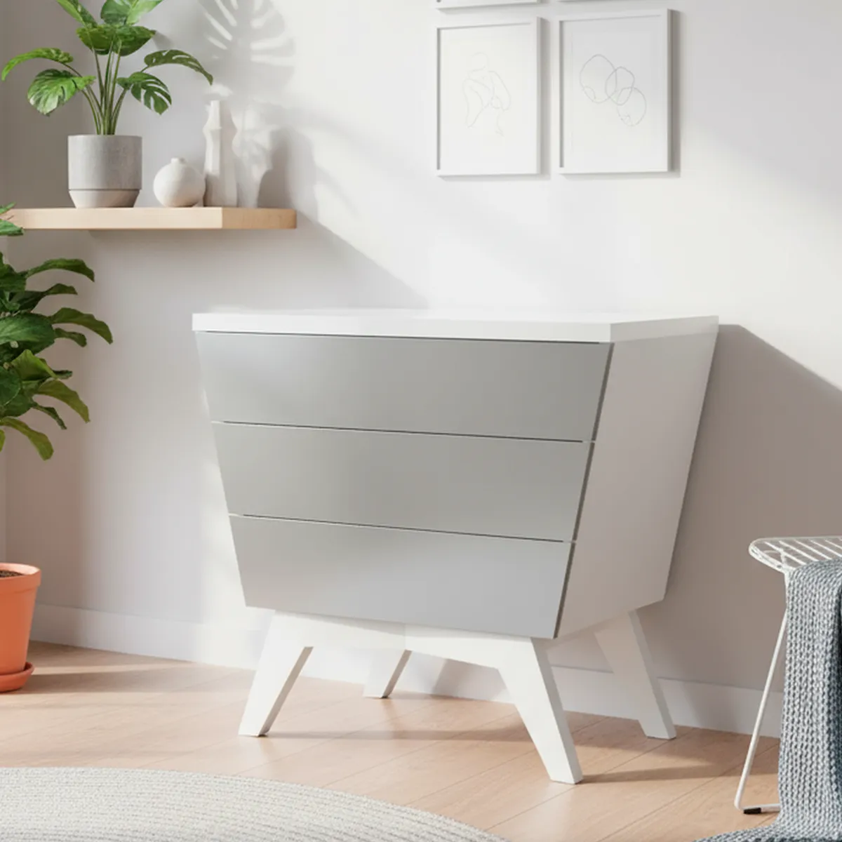 DECOCASA - Cómoda 3 Cajón(es) DECO034 110x92x40 cm Blanco