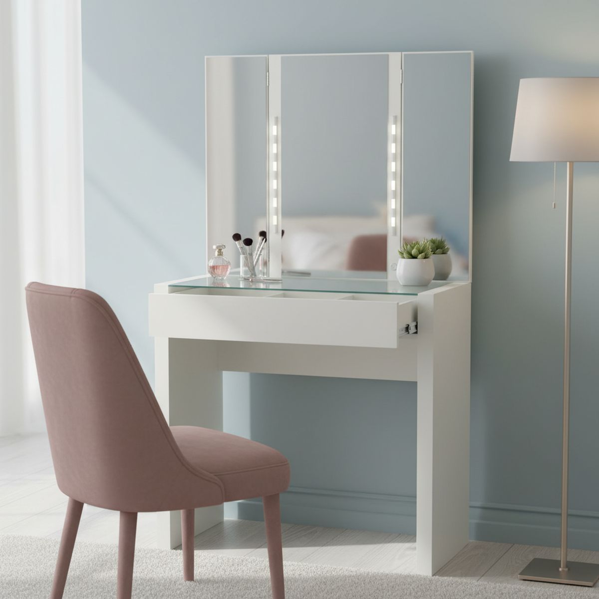 DECOCASA - Tocador 1 Cajón(es) DECO036 80x143x35 cm Blanco