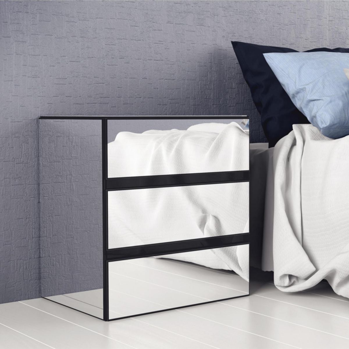 DECOCASA - Velador 3 Cajón(es) DECO031 62x66x46 cm Negro