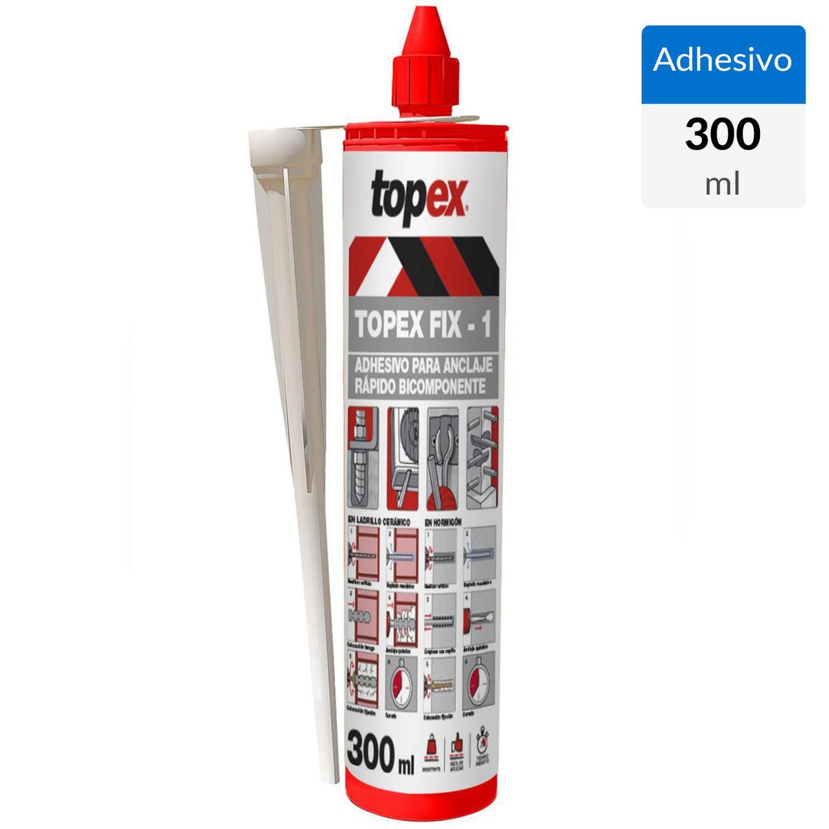 TOPEX - Topex Fix-1 Adhesivo curado rápido, bicomponente (A+B) anclaje rápido