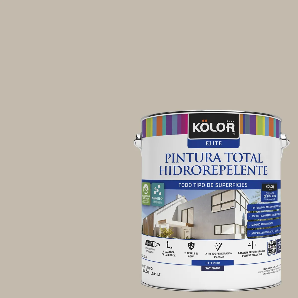 KOLOR - Pintura Impermeabilizante Galón 1 galón(es) Satinado Gris 